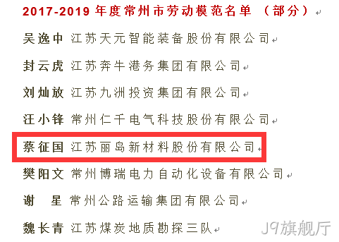 点赞--J9旗舰厅荣获“江苏省五一劳∷动奖”